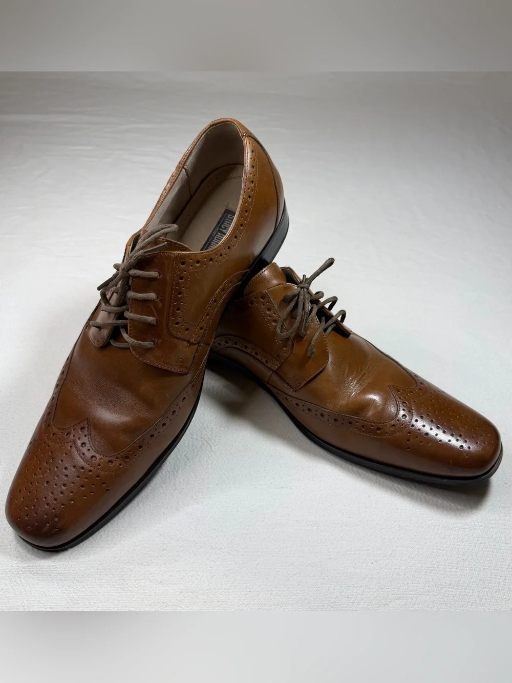Stacy Adams Mens 13M Derby Brown Lace Up Wingtip Leather Shoes